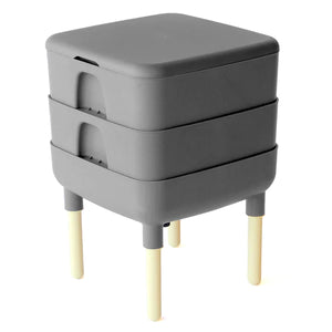 P) "Hot Frog" Essential Living Composter GREY (+1000 Young / Baby Red Wigglers!)